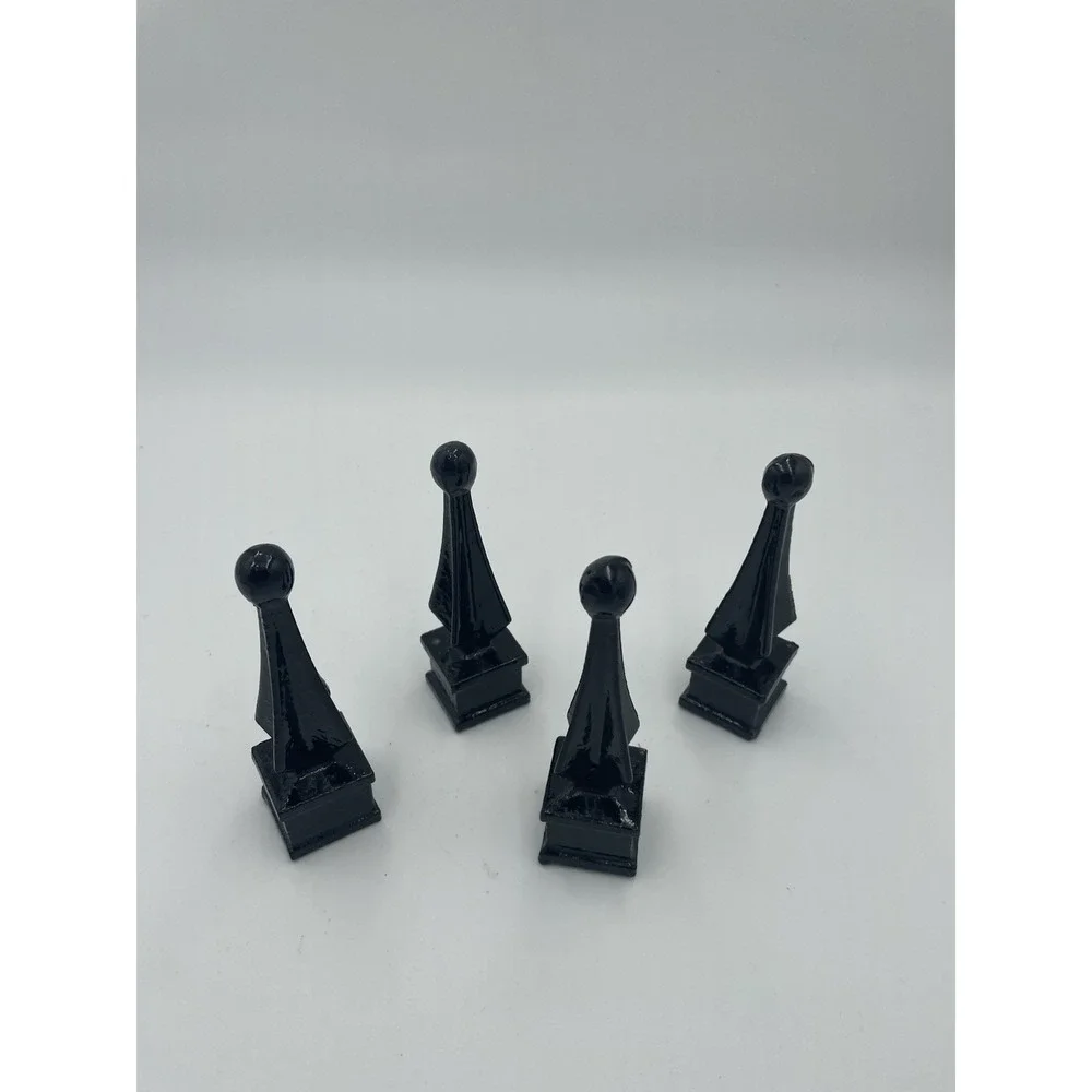 4 Glossy Black Cast Iron Fence Spear‎ Topper Finials 1